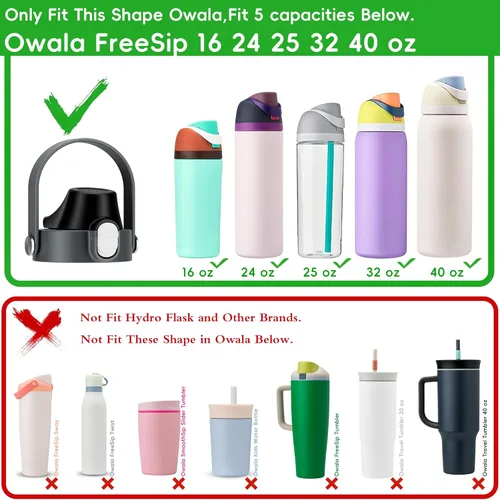 Miniatura 2 de Tapa 2 en 1 para tazas Owala Freesip, tapa de repuesto para Owala de 16 onzas, 24 onzas, 25 onzas, 32 onzas, 40 onzas, tapa superior de botella