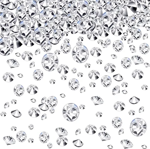 Miniatura 10 de Hicarer 4000 piezas de piedras preciosas acrílicas de cristales de diamantes, piedras preciosas dispersas para mesa de boda, decoración de fiesta