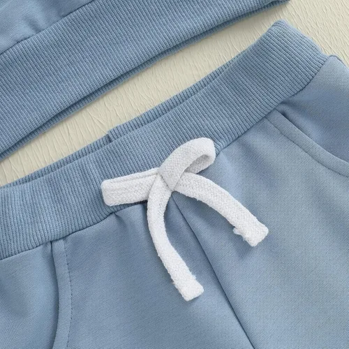 Miniatura 21 de Kuriozud Conjunto de 2 piezas de sudadera con cuello redondo y pantalones deportivos para niños pequeños para otoño e invierno