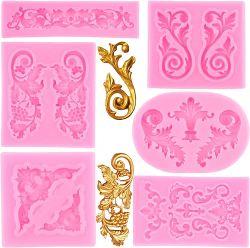 Miniatura 9 de Mujiang Moldes de silicona de estilo barroco para fondant de encaje, borde de encaje, molde de caramelo para cupcakes, decoración de pasteles, pasta