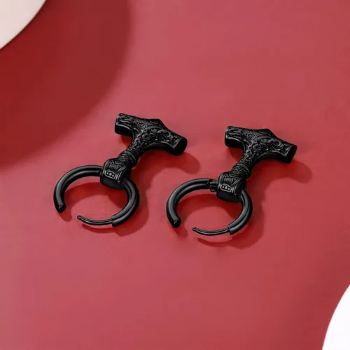 Miniatura 9 de FaithHeart Viking Thors - Aretes de cabeza de martillohachalanza para mujeres y hombres acero inoxidable chapados en oro de 18 quilates joyería