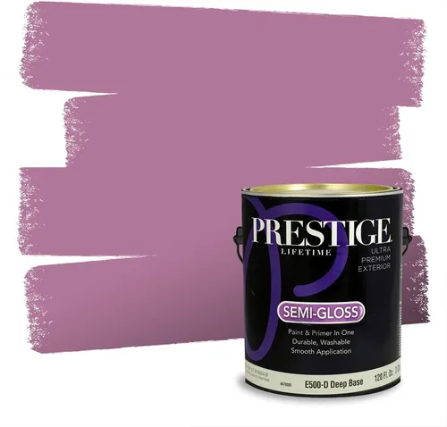 Miniatura 589 de Prestige Paints Pintura exterior e imprimación en uno, 1 galón, plano, coincidencia comparable de Valspar* Amber Rose*