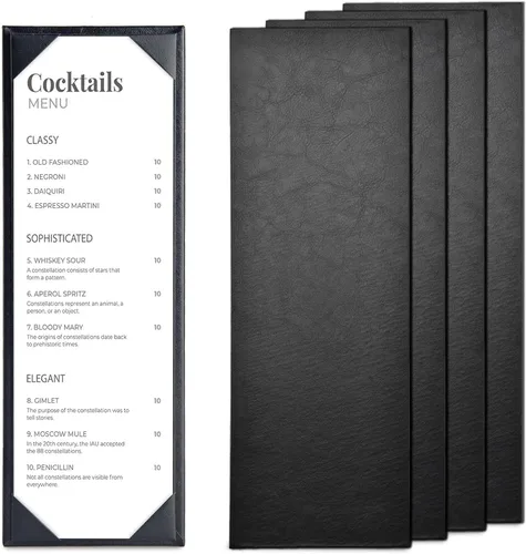 Miniatura 18 de WeChef Portamenús para Restaurante 4.25"x11" Doble Pliegue 2 Vistas Fundas de Menú de Restaurante de Cuero PU con Esquinas Anguladas para Lista