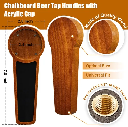Miniatura 2 de Marsui Paquete de 8 pizarras de madera para cerveza, mango de barril para Kegerator con logotipo intercambiable y 8 bolígrafos, bar, restaurante