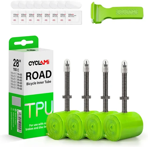 1/4-Pack TPU Inner Tubes 700x18-32c 700c Inner Tubes with Removable Core Ultralight 38g 45/60/80mm Metal Presta Valve