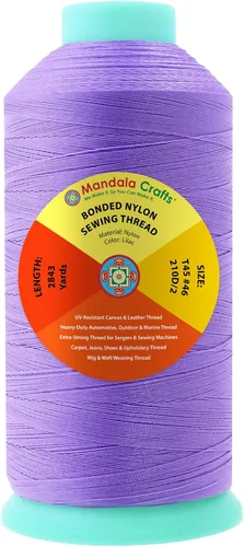 Miniatura 182 de Mandala Crafts - Hilo de nailon para coser cuero, tapicería, mezclilla y para trenzar el pelo; resistente, 1500 yardas, tamaño 69 T70 Marrón