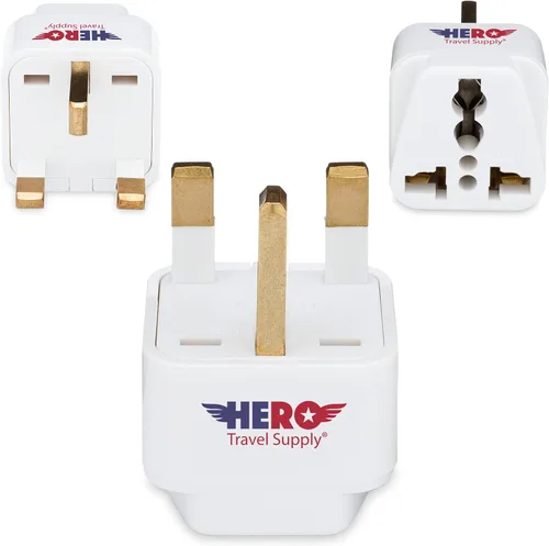 Enchufe adaptador de corriente premium de EE. UU. a Reino Unido (tipo G, paquete de 3, conexión a tierra)