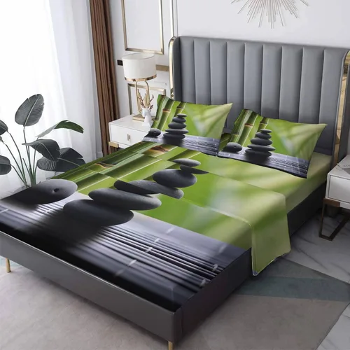 Miniatura 33 de Juego de sábanas tamaño individual: sábanas y fundas de almohada, sábanas y fundas de almohada, microfibra suave y bolsillo profundo y patrón sin