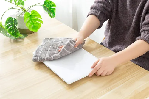 Miniatura 7 de Toallas de cocina de microfibra, suaves, súper absorbentes y sin pelusa – 8 unidades (colores grises diseño de rejilla) – 26 x 18 pulgadas