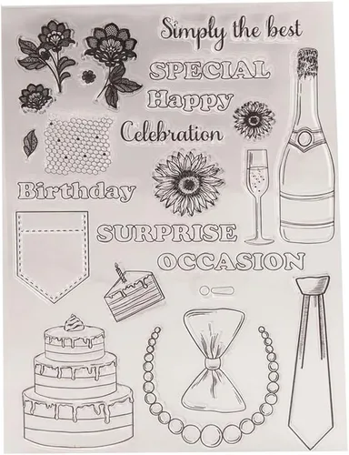 Miniatura 5 de MESYGK Corbata de pastel de feliz cumpleaños, color champán, panal, girasol, sellos transparentes, sello de silicona transparente, tarjetas