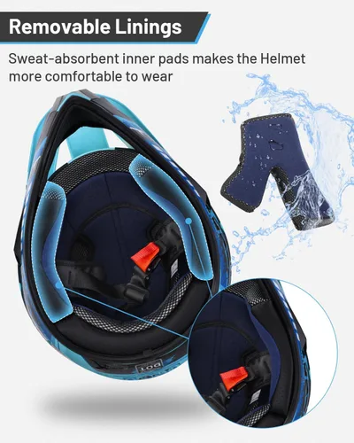 Miniatura 5 de OUMURS - Casco DOT para niños de 5 a 14 años, con gafas y guantes, para bicicleta de tierra, casco para ATV para niños y niñas, para motocross, BMX