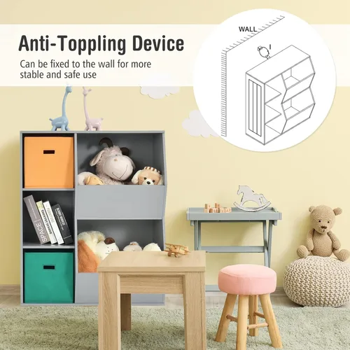 Miniatura 5 de Costzon Organizador de almacenamiento de juguetes para niños con 5 cubículos, estantería para niños y contenedores de almacenamiento de juguetes
