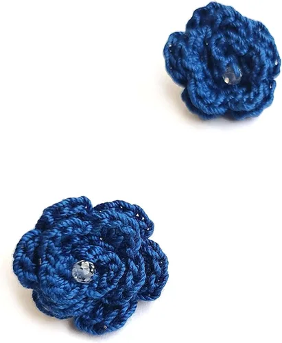 Aretes de rosa para mujer, aretes de flor de moda con cristal de cuarzo transparente Azul