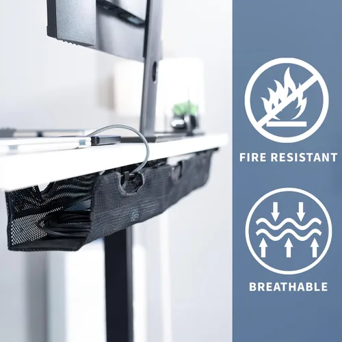 Miniatura 8 de VIVO DESK-AC36MH-S - Organización de cables de red de malla para debajo del escritorio, 36 pulgadas con soporte para regleta de alimentación