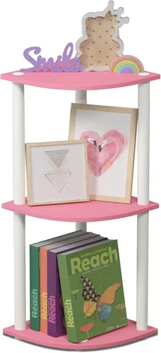 Miniatura 20 de Furinno TURN-N-TUBE - Estantería esquinera de 4 niveles, estantería de esquina para libros, estanterías de exhibición y almacenamiento con estantes
