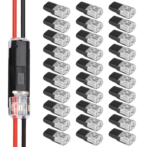 Miniatura 10 de Conector enchufable de doble cable, conectores de tira de luz LED, 2 pines, nuevo conector de cable de bajo voltaje con hebilla de bloqueo
