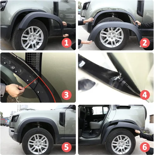 Miniatura 2 de YIWANG Kit de moldura de guardabarros de rueda de automóvil ABS color negro, ruedas ensanchadas, barras interiores para Land Rover Defender 90 110