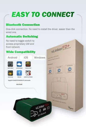 Miniatura 4 de Vgate vLinker FD Plus OBD2 Adaptador Bluetooth BLE Escáner para FORScan, Funciona con iPhone, Android y Windows