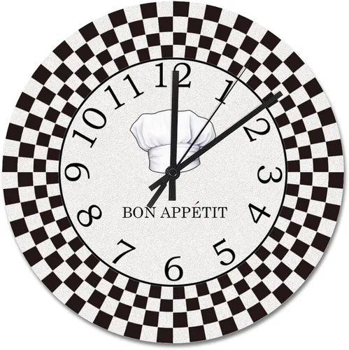 Miniatura 16 de ArogGeld Reloj de cocina de chef con números arábigos, reloj de pared personalizado de 10 pulgadas, funciona con pilas, decoración de pared