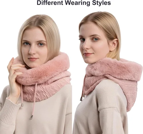 Miniatura 67 de HUAMULAN Gorro de invierno de una pieza para mujer, pasamontañas de forro polar, pasamontañas, máscara facial, bufanda, orejeras, esquí, nieve