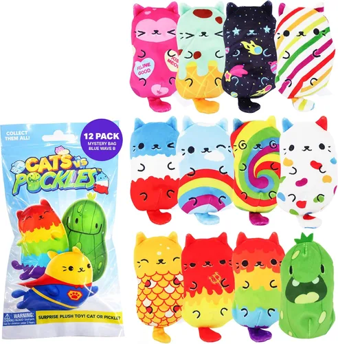 Miniatura 10 de Cats vs Pickles Paquete de 2 bolsas misteriosas de peluche rellenos de frijoles ABC de ola azul, rellenos de calcetines, bolsas ciegas para niñas