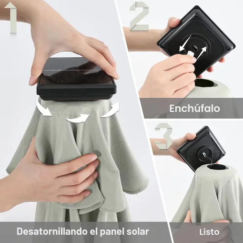 Miniatura 8 de ABCCANOPY Sombrillas solares duraderas para patio con 32 luces LED de 7.5 pies (beige claro)