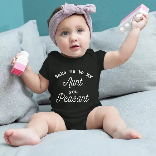 Miniatura 2 de Take Me To My Aunt You Peasant Bodysuit Funny Baby Boy Clothes Newborn Onesise Auntie Baby Clothes Girl 0-12m