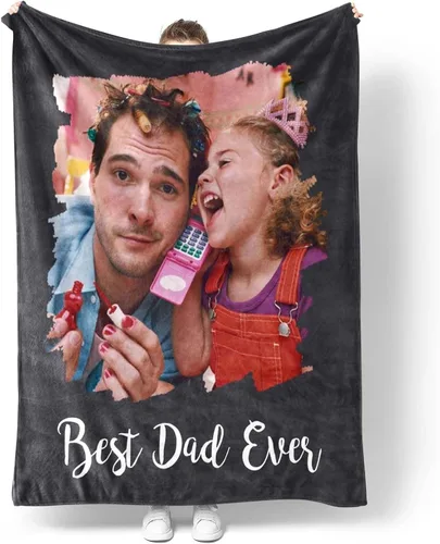 Miniatura 12 de Manta personalizada con texto en imagen, manta personalizada para papá, novio, mantas de franela personalizadas para papá, regalos de esposa, hija