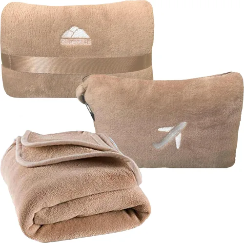 Miniatura 15 de BlueHills Paquete de 2 Mini Mantas de Viaje de Felpa Suave Premium, Almohada, Esenciales de Avión para Dos en Bolsa, Viaje en Vuelo, Mantas de Avión