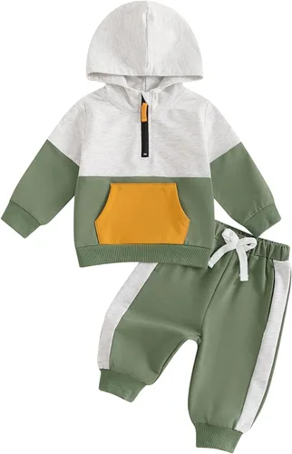 Miniatura 145 de Conjunto de ropa de otoño e invierno para bebé y niño, sudadera larga con capucha y pantalones para niños pequeños, 6, 12, 18, 24 meses, 2T