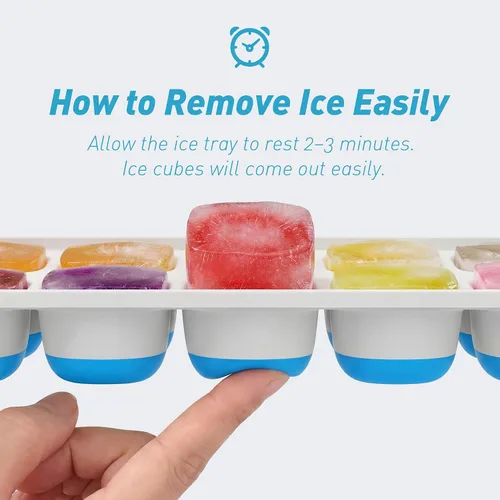 Miniatura 2 de ChefAide Bandeja para cubitos de hielo con tapa, 4 paquetes de 56 cubos, bandejas apilables duraderas para cubitos de hielo para congelador