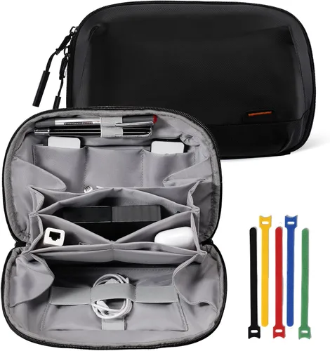 OrgaWise Organizador electrónico, bolsa de accesorios electrónicos, organizador de cables de viaje de tres capas para iPad Mini, Kindle, discos