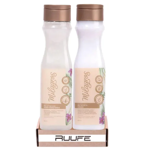 RUUFE Champú MIlagros Arroz, Acondicionador Milagros Arroz, (Pack 2) Milagros Colombia, Champú Milagros Cuidado Capilar, Champú Milagroz Arroz,