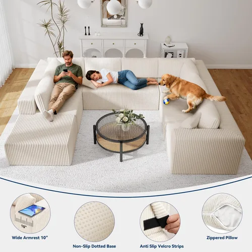 Miniatura 2 de Sofás deshuesados de 135 pulgadas para sala de estar, sofá nube en forma de L con diván de gran tamaño, sofá modular modular con asiento profundo