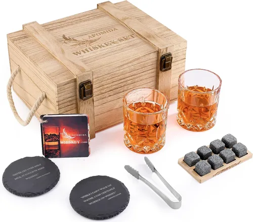 Juego de piedras de whisky para hombres, marido, papá, novio, él, para cumpleaños, boda, aniversario, día de San Valentín, regalos para beber para