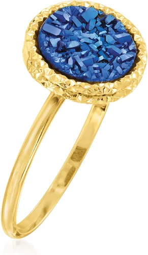 Miniatura 3 de Ross-Simons Anillo Drusy azul italiano en oro amarillo de 14 quilates, Gema, Cuarzo drusa