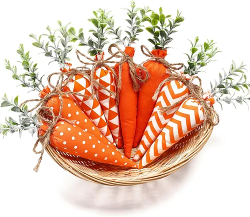 Skylety Decoraciones de zanahoria de Pascua, paquete de 8 unidades, zanahorias artificiales de tela, no tejidas para rellenos de cestas de Pascua,
