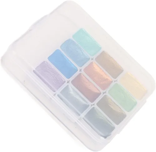 Miniatura 2 de Juego de pintura de acuarela de 12 colores, mini purpurina ultra fina metálica sólida perla para artistas aficionados aficionados, 12 tonos