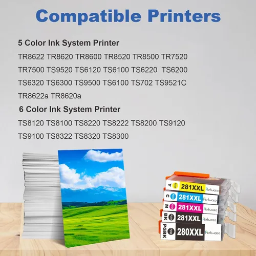 Miniatura 2 de Cartuchos de tinta TR8622a PGI-280XXL CLI-281XXL 280 281 Cartuchos de tinta compatibles para Canon 280 281 para usar con impresora PIXMA TR8622a