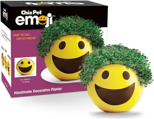 Miniatura 5 de Chia Pet Emoji Winky con paquete de semillas, maceta decorativa de cerámica, fácil de hacer y divertido de cultivar, regalo novedoso, perfecto
