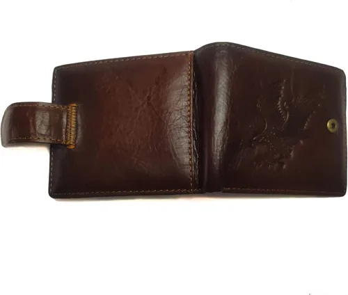 Miniatura 140 de Hombres Cool Eagle Wolf Caballo Totem Cuero Vaca Vertical Cartera Cremallera Multi-tarjeta Titular, Tótem de caballo, Minimalista