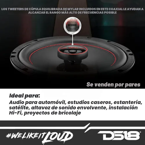 Miniatura 3 de DS18 GEN-X6.5 - Altavoz coaxial de 6.5 pulgadas, 3 vías, 165 W máximo, 50 W RMS, cono de papel negro, dos tweeters de cúpula de Mylar, 4 ohmios