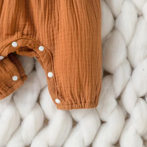 Miniatura 7 de KMBANGI Mameluco de algodón y lino para bebé recién nacido, con volantes, ropa de otoño