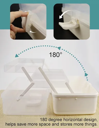 Miniatura 6 de Avlcoaky Caja de aparejos grande de 3 capas Caja de almacenamiento portátil de plástico Organizador de caja de aparejos de pesca Caja de aparejos
