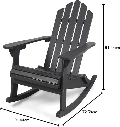 Miniatura 10 de Christopher Knight Home Cara Adirondack - Silla mecedora de madera de acacia para exteriores, acabado gris oscuro