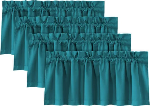 Miniatura 20 de H.VERSAILTEX Cenefas de cortina 100% opacas para ventanas, 2 paneles con aislamiento térmico, bolsillo para barra, pequeña cenefa corta para cocina