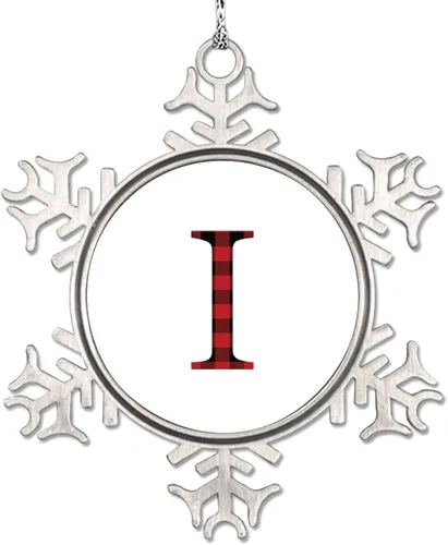 Miniatura 15 de Monograma inicial letra A copo de nieve, adornos de letras rojas y negras a cuadros para árboles de Navidad, adornos de Navidad personalizados