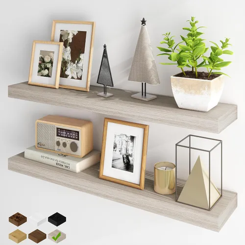 Miniatura 32 de Fun Memories Estantes flotantes para pared, estantes flotantes de 48 pulgadas de largo, juego de 1, estante colgante con soportes invisibles