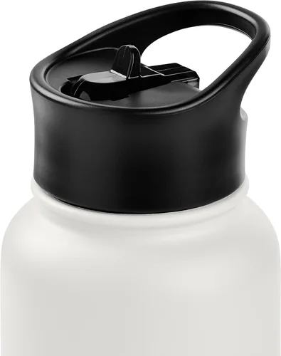 Miniatura 5 de Retrospec Botella de agua aislada de aliso con tapa de popote y tapa de asa, termo de acero inoxidable con boca ancha de doble pared aislada al
