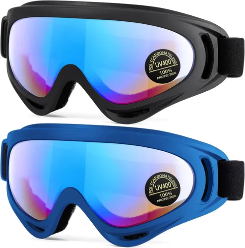 Miniatura 13 de MAMBAOUT Paquete de 2 gafas de esquí de nieve, gafas de snowboard para hombres, mujeres, jóvenes, niños, niños o niñas